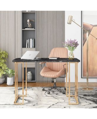 Yates Faux Marble Top Desk with USBs and Outlets