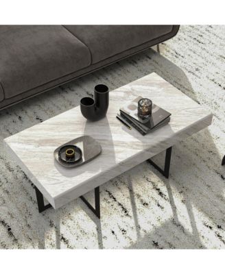 Martine 47" Faux Marble Top 2-Drawer Coffee Table
