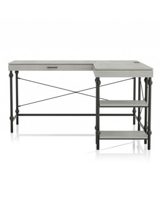 Hudson Steel L-Shape Corner Desk with USBs and Outlets