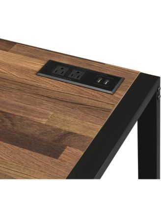 Rilla Steel Base 1-Drawer Writing Desk with USB Ports and Outlets