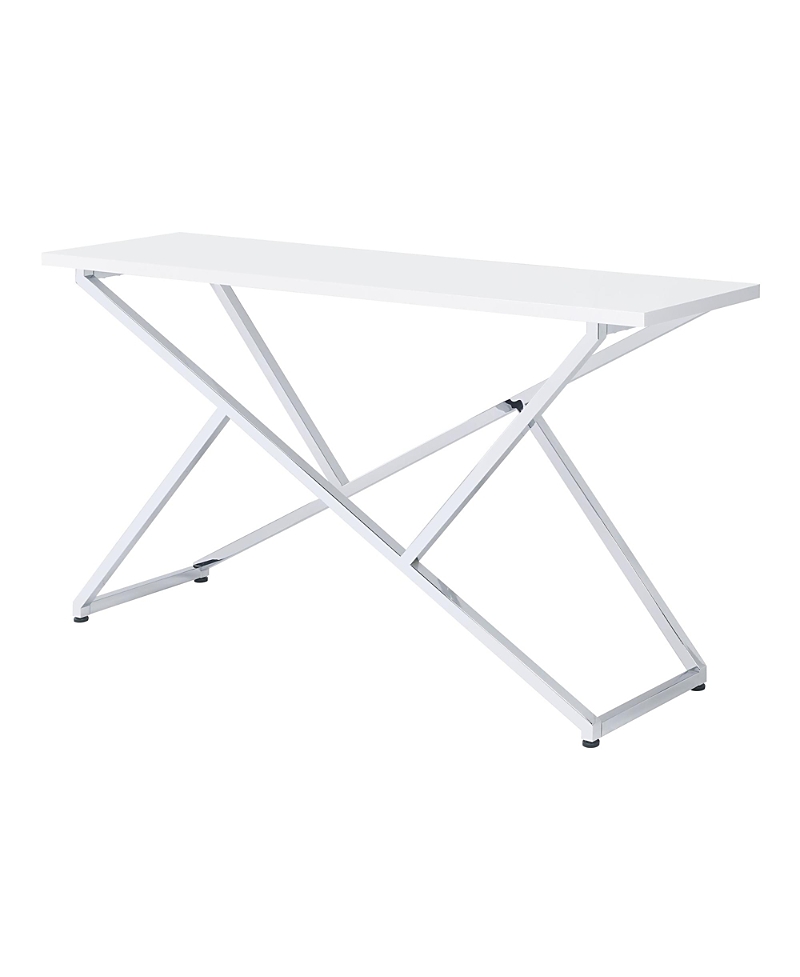 Furniture Of America Hartsville 60 Steel Frame High Gloss Sofa Table In White