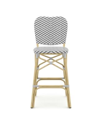 Colfer Aluminum and PE Wicker Patio Bar Chairs, Set of 2