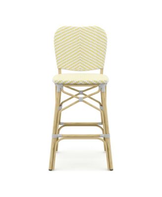 Colfer Aluminum and PE Wicker Patio Bar Chairs, Set of 2