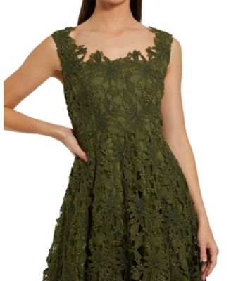 Sleeveless Square Neck Lace A Line Midi Dress