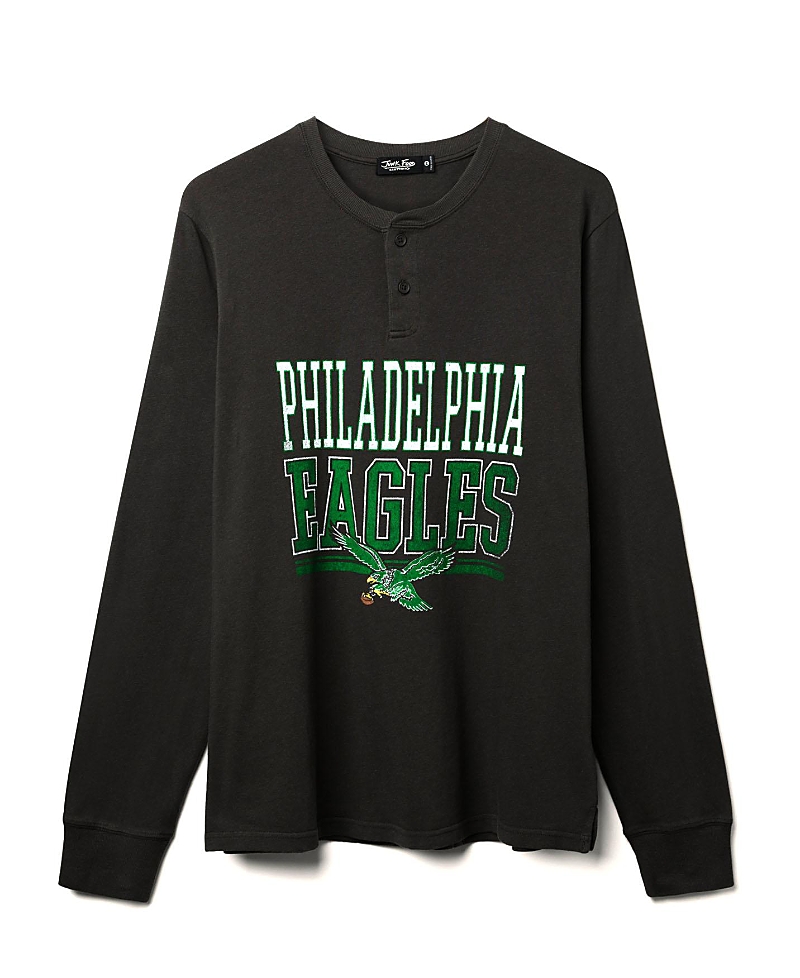 Junk Food Clothing Unisex Nfl Philadelphia Eagles Long Sleeve Henley Tee In Black