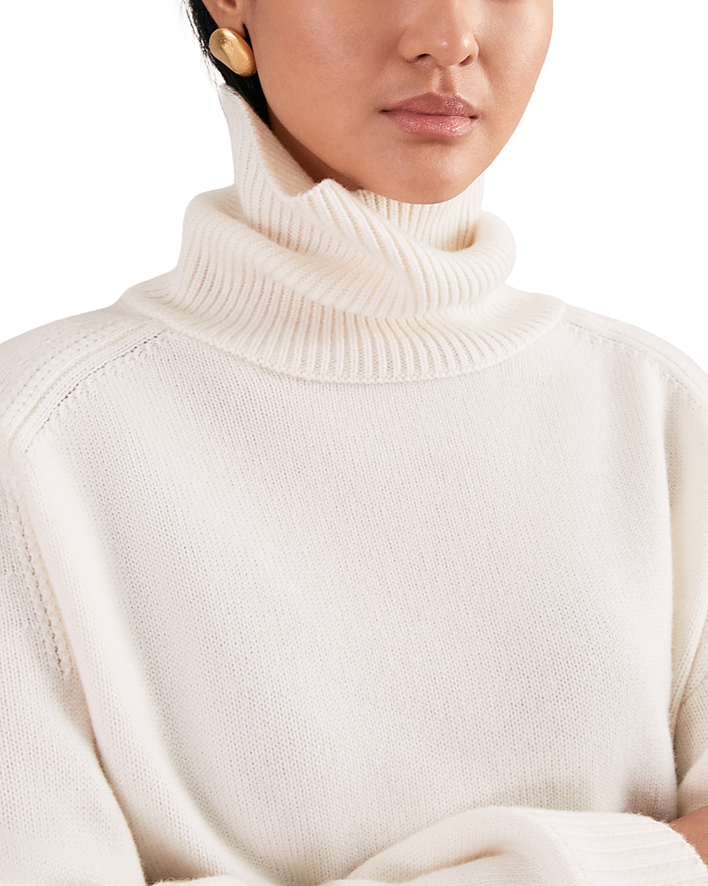 Reiss Womens Cream Brooklyn Roll-neck Wool And Cashmere-blend Jumper In White