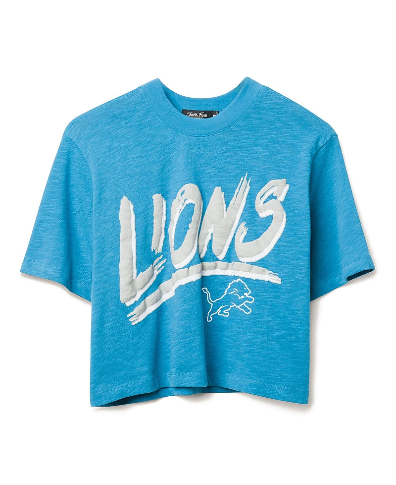 Junk Food Clothing Women's Nfl Detroit Lions Thrill Mock Neck Crop Tee
