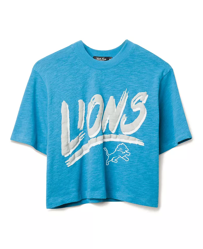 Junk Food Clothing Women's Nfl Detroit Lions Thrill Mock Neck Crop Tee