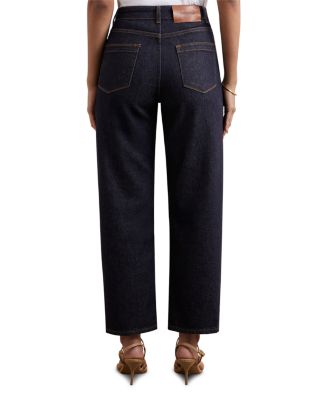 Marcie Straight Patch Pocket Jeans in Dark Blue