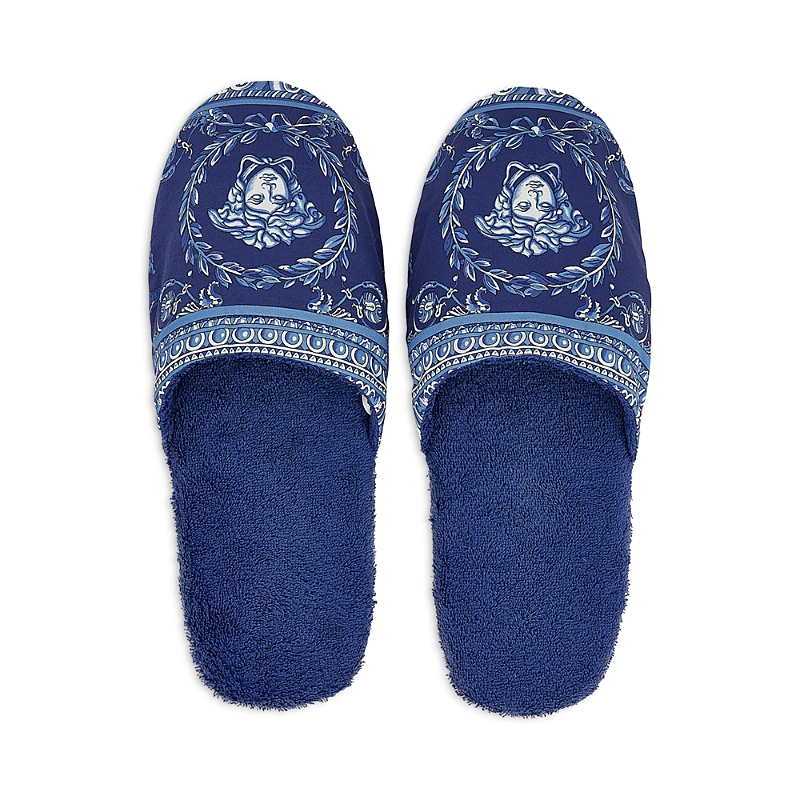 Versace I Heart Baroque Bath Slippers In Blue