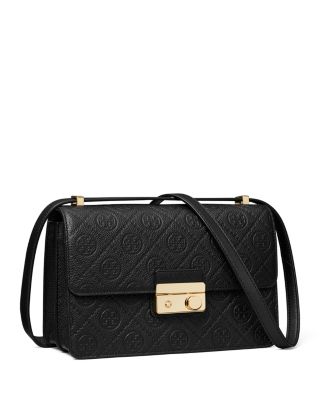 T Monogram Pebble Leather Shoulder Bag