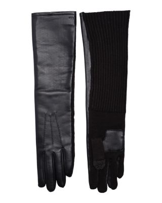 Fully Long Leather & Knit Tech Gloves