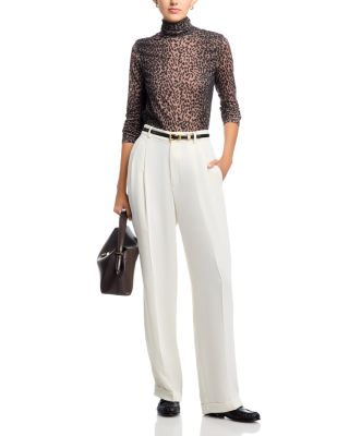 Leopard Print Turtleneck Top