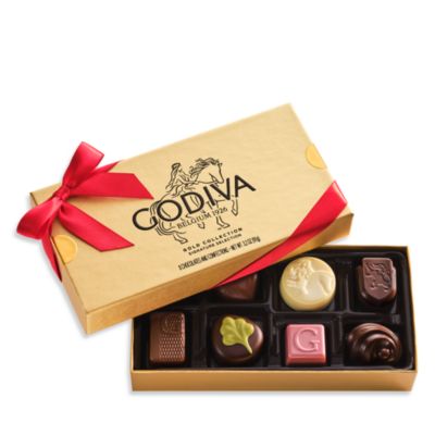 Holiday Assorted Chocolate Gold Gift Box, 8 Piece