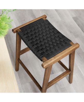 Saoirse Woven Rope Wood Counter Stool, Set of 2