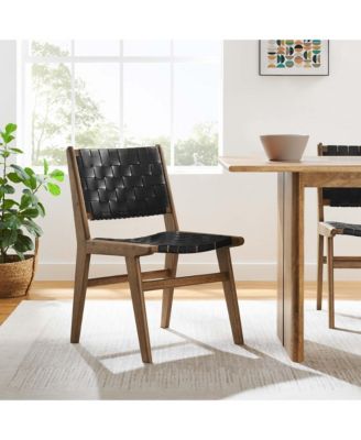 Saoirse Leather Wood Dining Side Chair, Set of 2