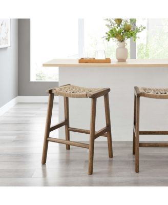 Saoirse Woven Rope Wood Counter Stool, Set of 2