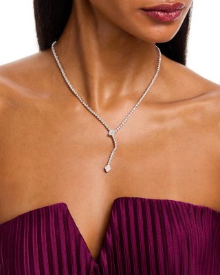 Diamond Lariat Necklace in 14K White Gold, 4.0 tcw