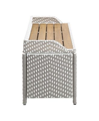 Tomkins Aluminum and PE Wicker Slatted Seat Outdoor Storage Bench