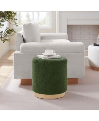 Tilden 16" Round Sherpa Upholstered Ottoman