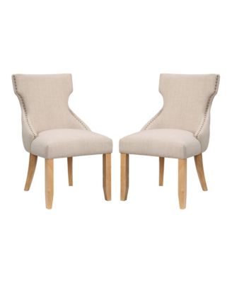 Rietta Linen Upholstered Tufted and Nailhead Side Chairs, Set of 2