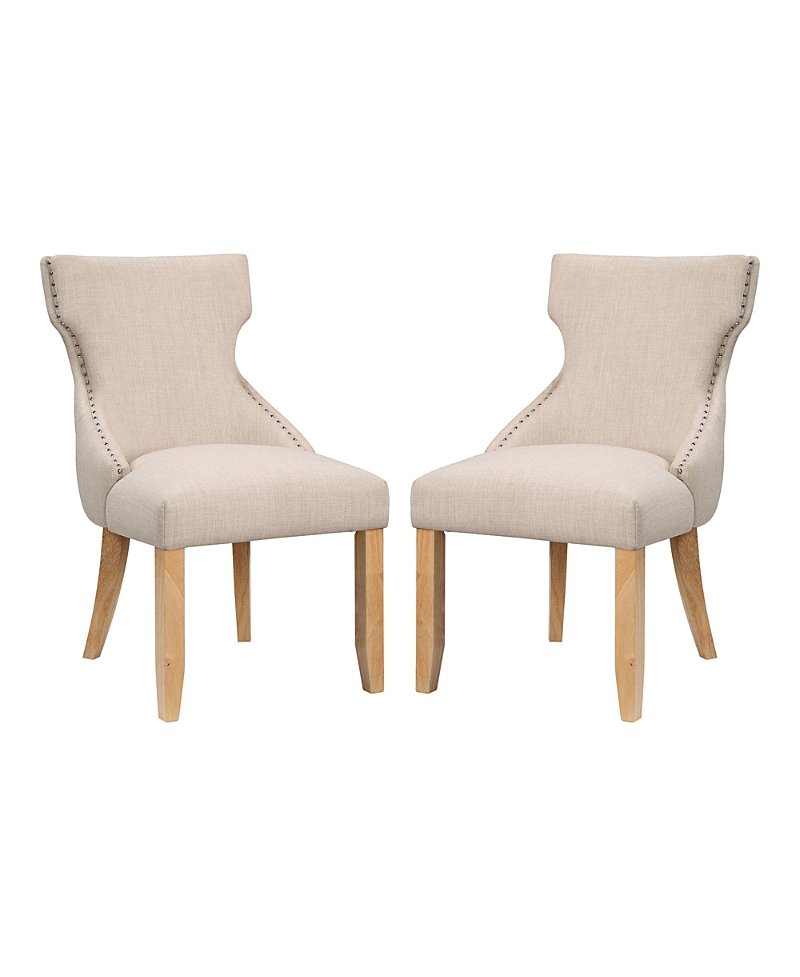 Furniture Of America Rietta Linen Upholstered Tufted And Nailhead Side Chairs, Set Of 2 In White