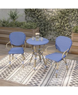 Dimballe PE Wicker Patio Round Dining Table, Set of 3