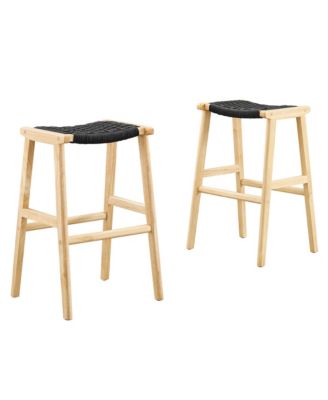 Saoirse Woven Rope Wood Bar Stool, Set of 2