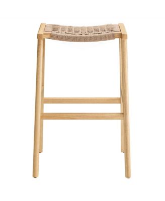 Saoirse Woven Rope Wood Bar Stool, Set of 2