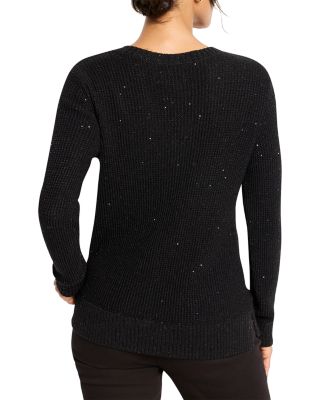 Shimmer Waffle V Neck Sweater
