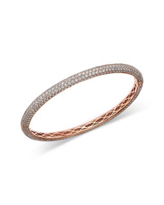 18K Rose Gold Diamond Classic Diamond Pav&amp;eacute; Bangle Bracelet