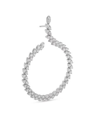 Diamond Swirl Drop Earrings in 18K White Gold 