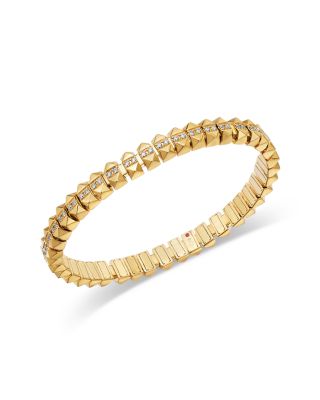 18K Yellow Gold Obelisco Diamond Flexible Bangle Bracelet