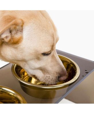 Small Bronze Pet Feeder, 1 Pint Bowls