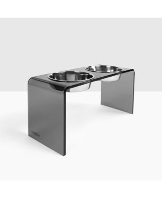 Tall Smoke Grey Pet Feeder, 2 Quart Bowls