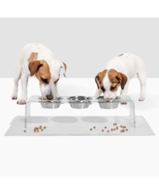 Medium Triple Bowl Pet Feeder, 1 Quart Bowls