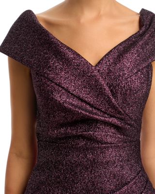 Metallic Jacquard Ruffle Gown