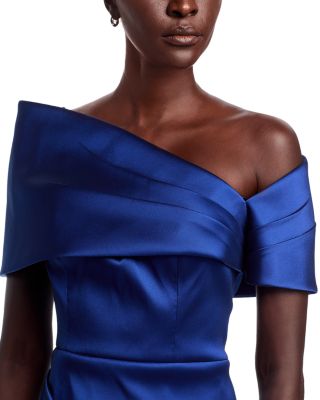 Asymmetric Neck Taffeta Dress