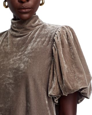 Mock Neck Velvet Dress