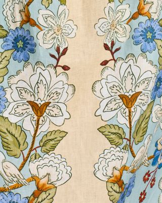 Garden Scarf Print Linen Midi Skirt