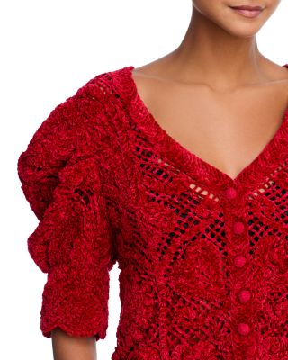 Rococo Hearts V Neck Cardigan Sweater