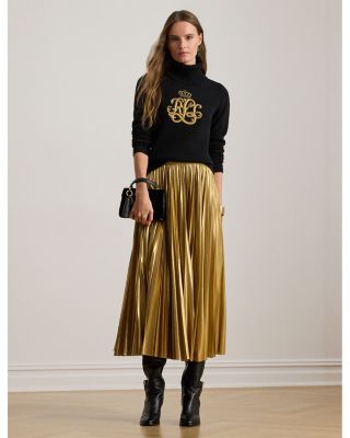 Pleated Metallic Chiffon Skirt