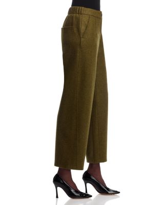 Wool-Cashmere Stretch Downing Barrel Leg Ankle Pants