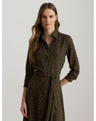 Chain Print Crepe Shirtdress