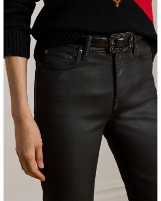 Coated High Rise Straight Ankle Jean