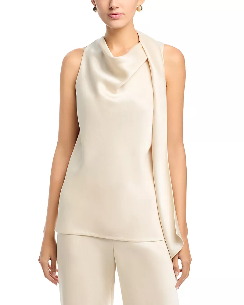 Vince Fluid Satin Scarf Top