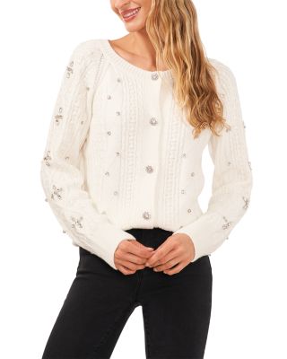 Rhinestone Cable Knit Cardigan