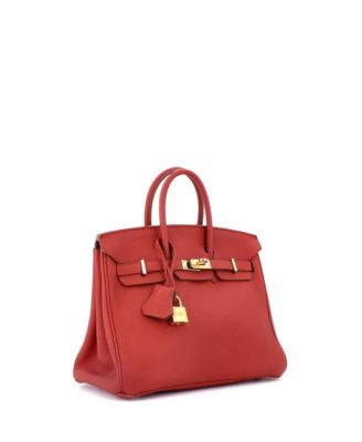 Birkin 25 Handbag Red Togo with Gold Hardware