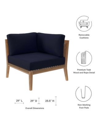 Clearwater Outdoor Patio Teak Wood Corner Chair