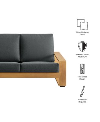 Lirienne Outdoor Patio Aluminum Faux Wood Loveseat